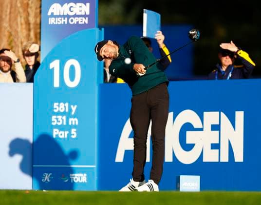 5th September 2025; The K Club, Straffan, County Kildare, Ireland: Amgen Irish Open Golf Second Round; Marco Penge of England tees off on the 10th hole  PeterxFitzpatrick