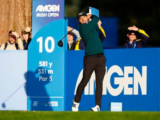 5th September 2025; The K Club, Straffan, County Kildare, Ireland: Amgen Irish Open Golf Second Round; Marco Penge of England tees off on the 10th hole  PeterxFitzpatrick