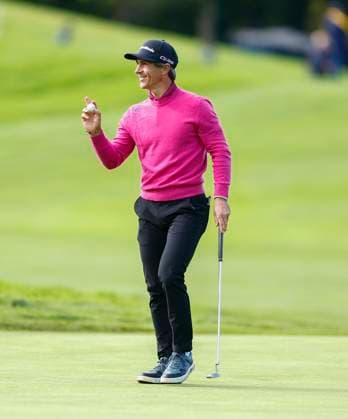 5th September 2025; The K Club, Straffan, County Kildare, Ireland: Amgen Irish Open Golf Second Round; Thorbjorn Olesen of Denmark birdies the 18th hole  PeterxFitzpatrick
