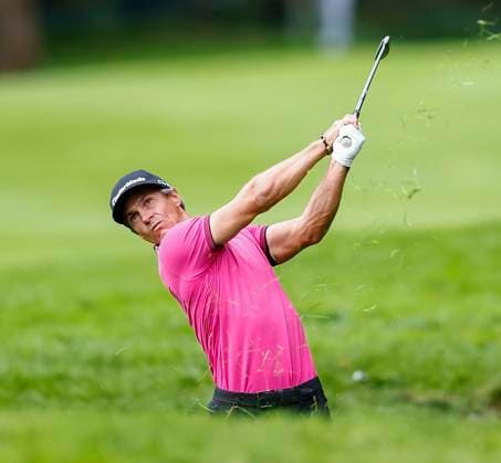 5th September 2025; The K Club, Straffan, County Kildare, Ireland: Amgen Irish Open Golf Second Round; Thorbjorn Olesen of Denmark plays his second shot from the 4th rough  PeterxFitzpatrick