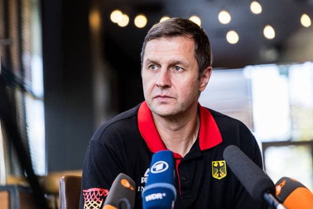FIBA EuroBasket 2025 Media Round Germany 05 09 2025 Alan Ibrahimagic Co Coach Germany FIBA EuroBasket 2025 Media Round Germany, Riga, Hotel Park Inn by Radison Valdemara on 05 09 2025 Copyright: xBEAUTIFULxSPORTS Wunderlx