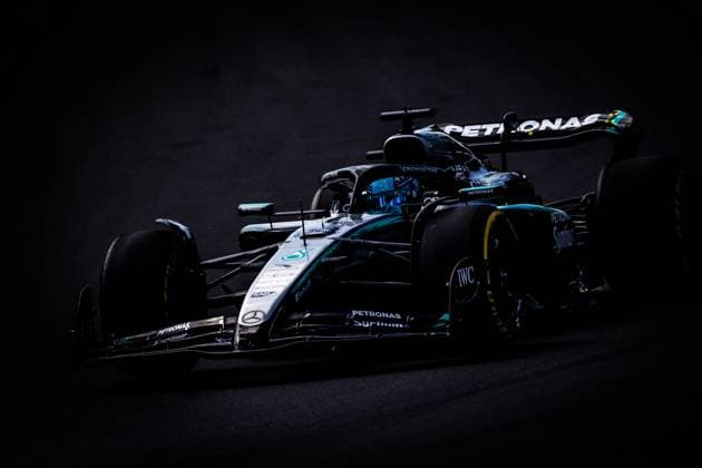 F1 ITALIAN GRAND PRIX FRIDAY George Russell of Great Britain and Mercedes AMG Petronas F1 Team during friday s practice of the F1 Grand Prix of Italy - Formula 1 Pirelli Gran Premio D Italia 2025 at Autodromo Nazionale Monza Circuit on September 05, 2025, in Monza, Italy. Copyright: xx 080A4500
