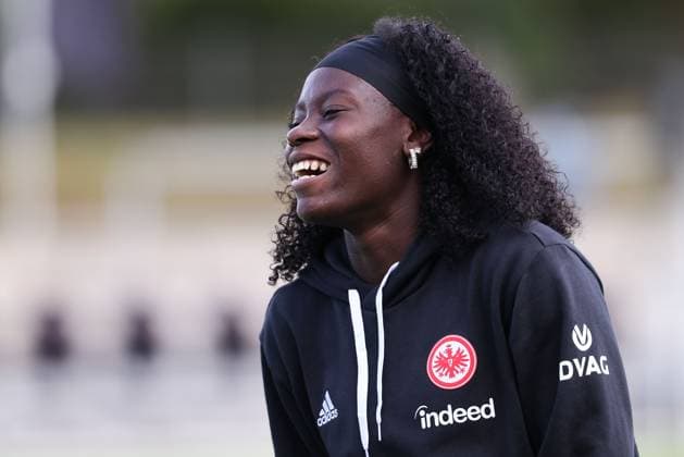 2025 09 05 xJFx Soccer Google Pixel Womens Bundesliga Season 2025 2026 Eintracht Frankfurt SGS Essen v l , Nicole Anyomi Eintracht Frankfurt gut gelaunt DFL DFB REGULATIONS PROHIBIT ANY USE OF PHOTOGRAPHS as IMAGE SEQUENCES and or QUASI VIDEO Copyright: JoaquimxFerreira