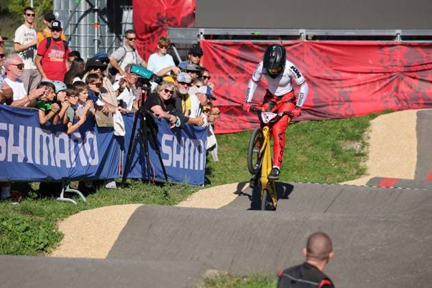 05 09 2025, Monthey, Monthey, 2025 UCI Mountain Bike World Championships, Alina Beck GER during her Pump Track s 1 16 Final Monthey Monthey Valais Switzerland Copyright: xJustPictures.ch FrancescoxMinghettix jp-en-FrMi-MNG_3884