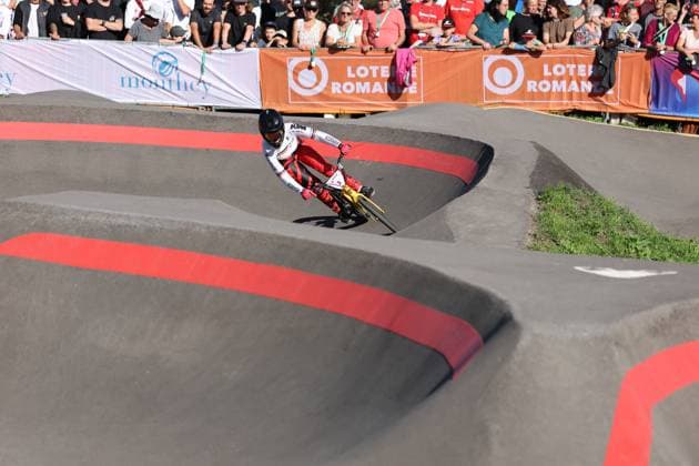 05 09 2025, Monthey, Monthey, 2025 UCI Mountain Bike World Championships, Alina Beck GER during her Pump Track s 1 16 Final Monthey Monthey Valais Switzerland Copyright: xJustPictures.ch FrancescoxMinghettix jp-en-FrMi-MNG_3892