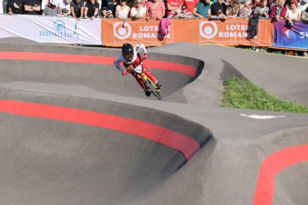 05 09 2025, Monthey, Monthey, 2025 UCI Mountain Bike World Championships, Alina Beck GER during her Pump Track s 1 16 Final Monthey Monthey Valais Switzerland Copyright: xJustPictures.ch FrancescoxMinghettix jp-en-FrMi-MNG_3895