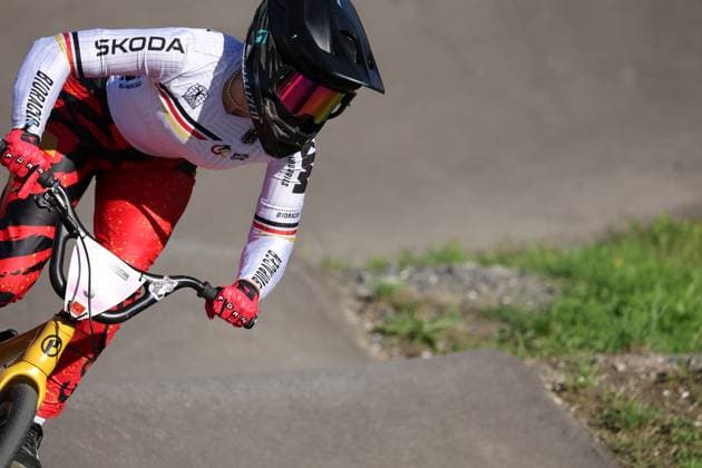 05 09 2025, Monthey, Monthey, 2025 UCI Mountain Bike World Championships, Alina Beck GER during her Pump Track s 1 16 Final Monthey Monthey Valais Switzerland Copyright: xJustPictures.ch FrancescoxMinghettix jp-en-FrMi-MNG_3914