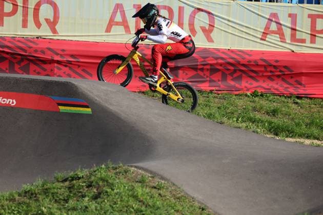 05 09 2025, Monthey, Monthey, 2025 UCI Mountain Bike World Championships, Alina Beck GER during her Pump Track s 1 16 Final Monthey Monthey Valais Switzerland Copyright: xJustPictures.ch FrancescoxMinghettix jp-en-FrMi-MNG_3918