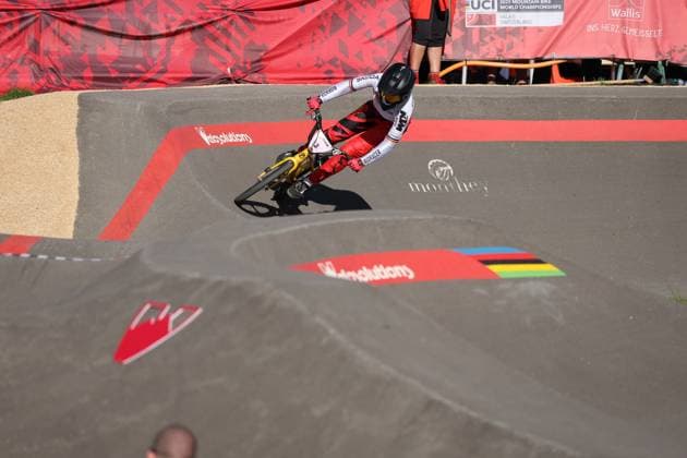 05 09 2025, Monthey, Monthey, 2025 UCI Mountain Bike World Championships, Alina Beck GER during her Pump Track s 1 16 Final Monthey Monthey Valais Switzerland Copyright: xJustPictures.ch FrancescoxMinghettix jp-en-FrMi-MNG_3932