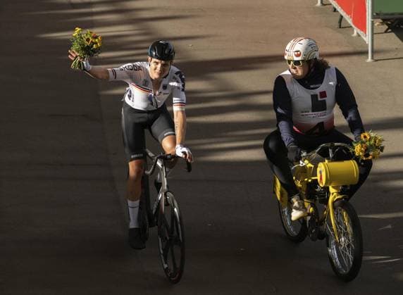 TRAIN CYCLING I STANDING AND DERNY European Championships 2025 FOR EDITORIAL PURPOSES ONLY p 05 09 2025 Erfurt Standing amp Derny European Championships on the Andreasried velodrome in the photo Derny men Felix Groß with pacemaker Florian Podlesch GER Germany Thuringia Erfurt Copyright SaschaxFromm Copyright: SaschaxFromm doc829gmp6ij3azuaaoauv ,EDITORIAL USE ONLY Copyright: SaschaxFromm