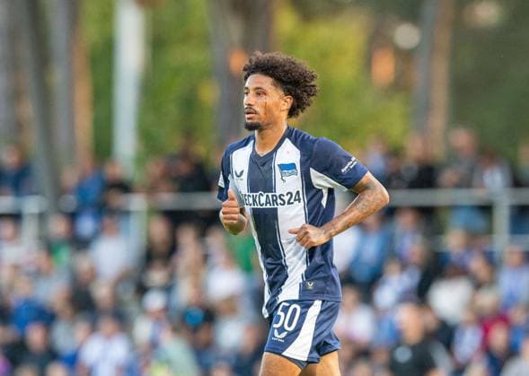 Fussball, Herren, Saison 2025 26, Testspiel, FC Hertha 03 Zehlendorf - Hertha BSC, Jeremy Dudziak (Hertha BSC), 05.09. 2025, *** Soccer, Men, Season 2025 26, Test match, FC Hertha 03 Zehlendorf Hertha BSC, Jeremy Dudziak Hertha BSC , 05 09 2025, Copyright: xSebastianxRäppold MatthiasxKochx