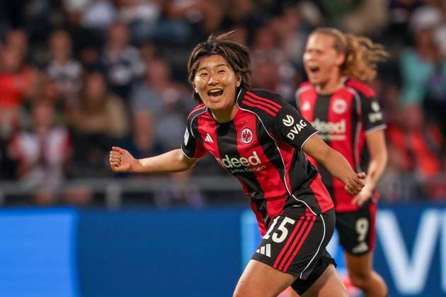 2025 09 05 xJFx Soccer Google Pixel Women Bundesliga Season 2025 2026 Eintracht Frankfurt SGS Essen v l , Remina Chiba Eintracht Frankfurt penalty and goal to 5 0 Remina Chiba Eintracht Frankfurt , Torjubel, Goal celebration, celebrate the goal DFL DFB REGULATIONS PROHIBIT ANY USE OF PHOTOGRAPHS as IMAGE SEQUENCES and or QUASI VIDEO Copyright: JoaquimxFerreira
