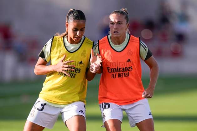 September 5, 2025, Madrid, Madrid, Spain: Maelle Lakrar and Ingrid Filippa Angeldahl of Real Madrid warm up during the Spanish Women League, Liga F, football match played between Atletico de Madrid and Real Madrid at Centro Deportivo Alcala de Henares on September 5, 2025 in Madrid, Spain. Madrid Spain - ZUMAa181 20250905_zaa_a181_012 Copyright: xDennisxAgyemanx