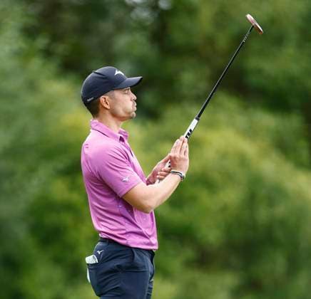 5th September 2025; The K Club, Straffan, County Kildare, Ireland: Amgen Irish Open Golf Second Round; Adrien Saddier of France reacts to a missed put on on the 8th green  PeterxFitzpatrick