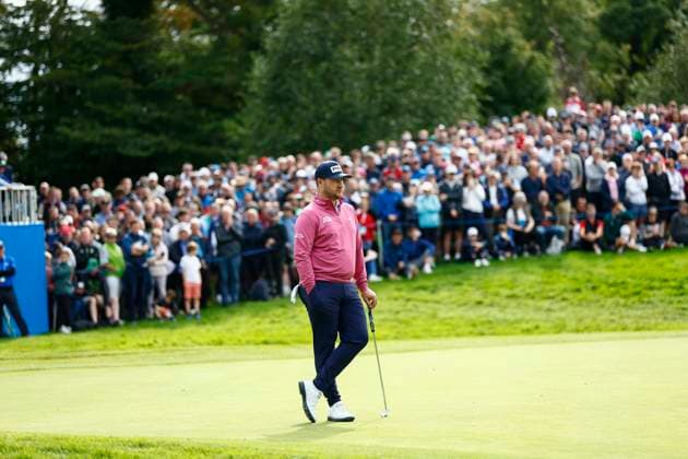 5th September 2025; The K Club, Straffan, County Kildare, Ireland: Amgen Irish Open Golf Second Round; Thriston Lawrence of South Africa waits to putt on the 12th green  PeterxFitzpatrick