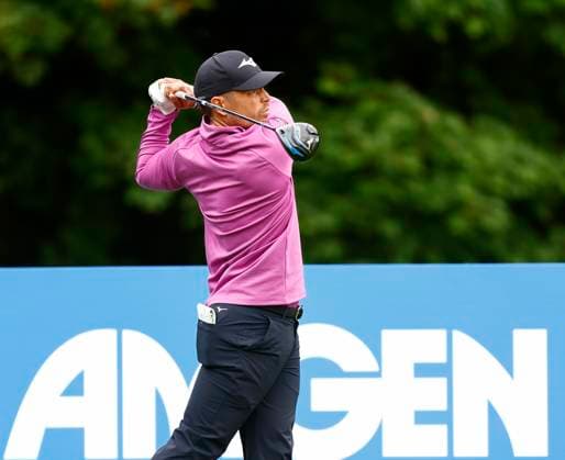 5th September 2025; The K Club, Straffan, County Kildare, Ireland: Amgen Irish Open Golf Second Round; Adrien Saddier of France tees off on the 15th hole  PeterxFitzpatrick