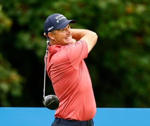 5th September 2025; The K Club, Straffan, County Kildare, Ireland: Amgen Irish Open Golf Second Round; Padraig Harrington of Ireland tees off on the 16th hole  PeterxFitzpatrick