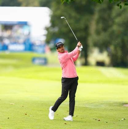 5th September 2025; The K Club, Straffan, County Kildare, Ireland: Amgen Irish Open Golf Second Round; Rafa Cabrera Bello of Spain plays his second shot on the 9th fairway  PeterxFitzpatrick