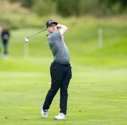 5th September 2025; The K Club, Straffan, County Kildare, Ireland: Amgen Irish Open Golf Second Round; Jacob Skov Olesen of Denmark plays his second shot from the 9th fairway  PeterxFitzpatrick