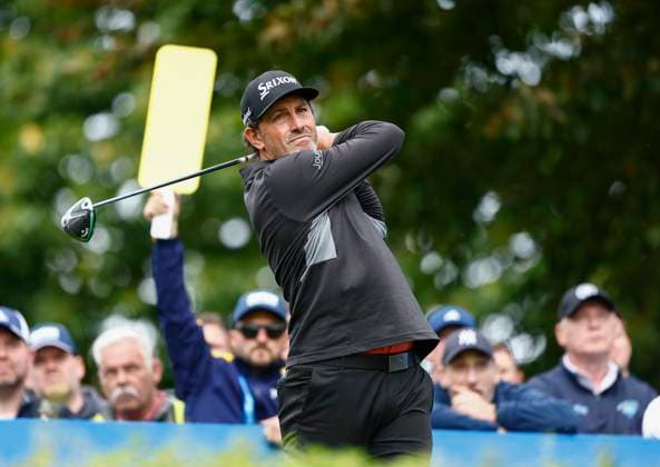 5th September 2025; The K Club, Straffan, County Kildare, Ireland: Amgen Irish Open Golf Second Round; Alfredo Garc& xed;a-Heredia of Spain tees off on the 7th hole  PeterxFitzpatrick