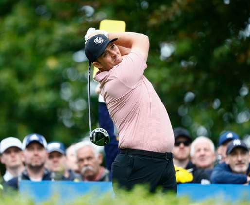 5th September 2025; The K Club, Straffan, County Kildare, Ireland: Amgen Irish Open Golf Second Round; Marcus Armitage of England tees off on the 7th hole  PeterxFitzpatrick