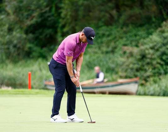 5th September 2025; The K Club, Straffan, County Kildare, Ireland: Amgen Irish Open Golf Second Round; Padraig Harrington of Ireland putts on the 17th green  PeterxFitzpatrick