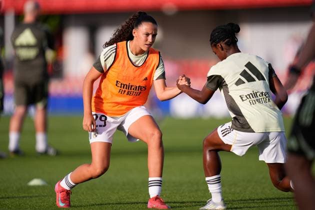 September 5, 2025, Madrid, Madrid, Spain: Silvia Cristobal Fernandez of Real Madrid CF warms up during the Spanish Women League, Liga F, football match played between Atletico de Madrid and Real Madrid at Centro Deportivo Alcala de Henares on September 5, 2025 in Madrid, Spain. Madrid Spain - ZUMAa181 20250905_zaa_a181_003 Copyright: xDennisxAgyemanx