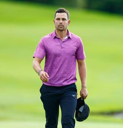 5th September 2025; The K Club, Straffan, County Kildare, Ireland: Amgen Irish Open Golf Second Round; Adrien Saddier of France after finishing his round on the 18th hole  PeterxFitzpatrick