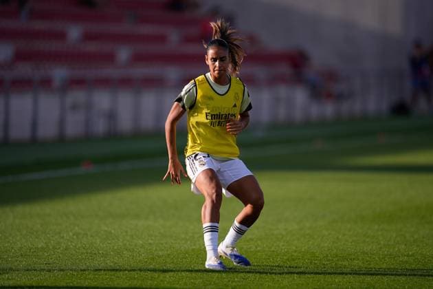 September 5, 2025, Madrid, Madrid, Spain: Maelle Lakrar of Real Madrid warms up during the Spanish Women League, Liga F, football match played between Atletico de Madrid and Real Madrid at Centro Deportivo Alcala de Henares on September 5, 2025 in Madrid, Spain. Madrid Spain - ZUMAa181 20250905_zaa_a181_008 Copyright: xDennisxAgyemanx