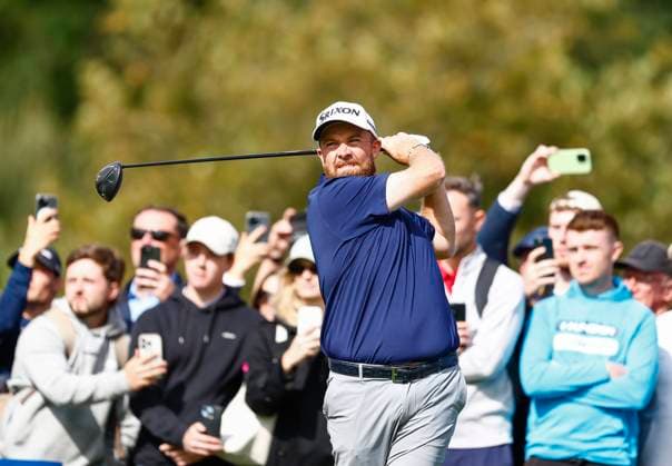 5th September 2025; The K Club, Straffan, County Kildare, Ireland: Amgen Irish Open Golf Second Round; Shane Lowry of Ireland tees off on the 7th hole  PeterxFitzpatrick