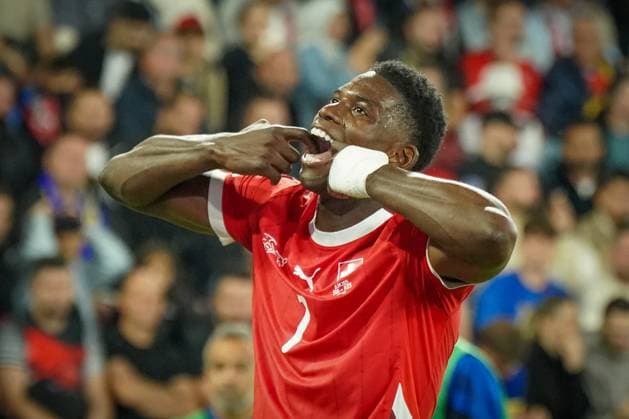 Fussball FIFA WM-Qualifikation Europa 2025 26, Gruppe B - Schweiz vs Kosovo - St. Jakob-Park (Basel): Tor und Torjubel zum 2:0 durch Breel Embolo (Switzerland, 7) Freude, Emotionen, Jubel Basel Kanton Basel-Stadt Schweiz *** Soccer FIFA World Cup Qualification Europe 2025 26, Group B Switzerland vs Kosovo St Jakob Park Basel Goal and goal celebration to 2 0 by Breel Embolo Switzerland, 7 Joy, emotions, jubilation Basel Canton Basel City Switzerland Copyright: xJOERANxSTEINSIEKx