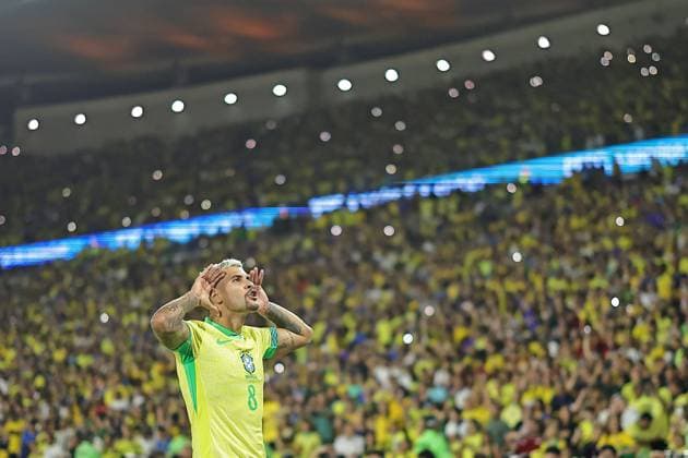 4th September 2025: Rio de Janeiro, Brazil: Bruno Guimaraes of Brazil celebrates after scoring the third goal for his team during the match between Brazil and Chile for the 17st round of the FIFA 2026 qualifiers, at Maracana Stadium, in Rio de Janeiro, Brazil  HeulerxAndrey