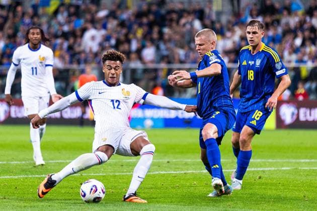 WROCLAW 05.09.2025 MECZ 5. KOLEJKA GRUPA D ELIMINACJE DO MISTRZOSTW SWIATA 2026: UKRAINA - FRANCJA --- FIFA World Cup, WM, Weltmeisterschaft, Fussball 2026 QUALIFYING ROUND GROUP D MATCH: UKRAINE - FRANCE MICHAEL OLISE DESIRE DOUE OLEKSANDR ZINCHENKO YEHOR YARMOLIUK FOT. JAKUB WIECZOREK 400MM.PL NEWSPIX.PL --- newspix.pl 