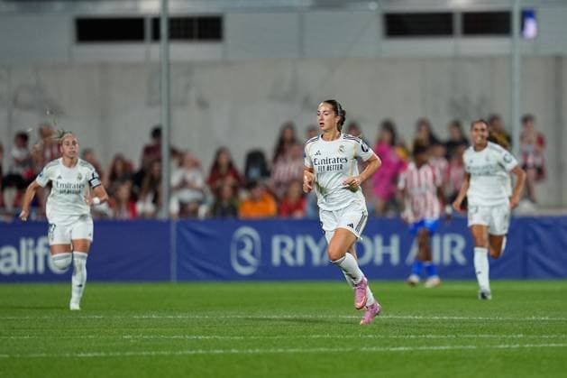 September 5, 2025, Madrid, Madrid, Spain: Sara Dabritz of Real Madrid celebrates a goal during the Spanish Women League, Liga F, football match played between Atletico de Madrid and Real Madrid at Centro Deportivo Alcala de Henares on September 5, 2025 in Madrid, Spain. Madrid Spain - ZUMAa181 20250905_zaa_a181_091 Copyright: xDennisxAgyemanx
