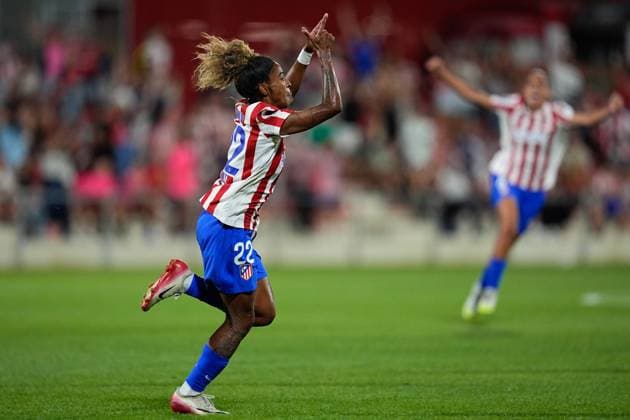 September 5, 2025, Madrid, Madrid, Spain: Luany Vitoria of Atletico Madrid celebrates a goal during the Spanish Women League, Liga F, football match played between Atletico de Madrid and Real Madrid at Centro Deportivo Alcala de Henares on September 5, 2025 in Madrid, Spain. Madrid Spain - ZUMAa181 20250905_zaa_a181_103 Copyright: xDennisxAgyemanx