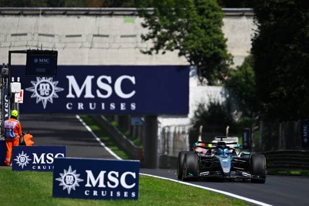63 George Russell Of The Team Mercedes-Amg Petronas Formula One Team, Mercedes W16Team ,They Face Practice Session,During Fia Formula One World Championship, WM, Weltmeisterschaft Formula 1 Pirelli Gran Premio d Italia 2025, 05 September, In Monza,Italy  Copyright: xLucaxBarsali IPAxSportx xipa-agency.netx xx IPA_64238281 IPA_Agency_IPA64238281