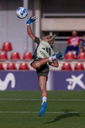 September 5, 2025, Alcala De Henares, Madrid, Spain: MERLE FROHMS of Real Madrid Femenino CF during the match belonging to La LigaF season 25 26 soccer Ã¢â‚¬oeATLETICO DE MADRID FEM - REAL MADRID FEMÃ¢â‚¬Â held on September 05, 2025, at the Centro deportivo Alcala de Henares, Madrid, Spain. Alcala De Henares Spain - ZUMAc312 20250905_zsp_c312_026 Copyright: xOscarxManuelxSanchezx