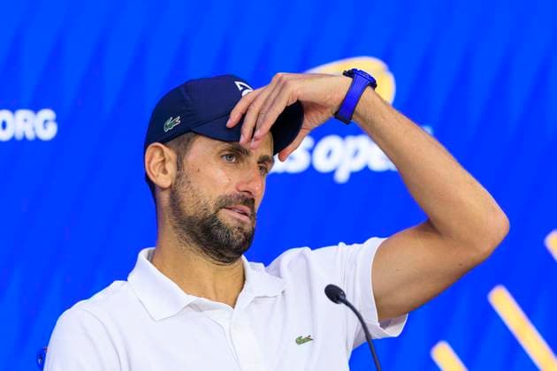 September 5, 2025, Flushing Meadows, New York, USA: Novak Djokovic attends a press conference, PK, Pressekonferenz after losing his match against Carlos Alcaraz on Day 13 of the 2025 US Open at USTA Billie Jean King National Tennis Center on Friday September 5, 2025 in the Flushing neighborhood of the Queens borough of New York City. JAVIER ROJAS PI Flushing Meadows USA - ZUMAp124 20250905_zaa_p124_068 Copyright: xJavierxRojasx