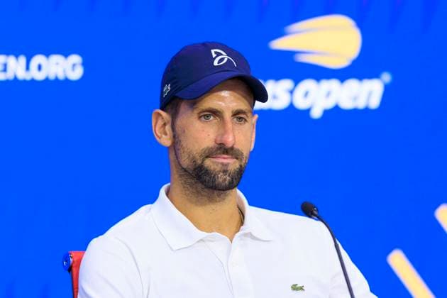 September 5, 2025, Flushing Meadows, New York, USA: Novak Djokovic attends a press conference, PK, Pressekonferenz after losing his match against Carlos Alcaraz on Day 13 of the 2025 US Open at USTA Billie Jean King National Tennis Center on Friday September 5, 2025 in the Flushing neighborhood of the Queens borough of New York City. JAVIER ROJAS PI Flushing Meadows USA - ZUMAp124 20250905_zaa_p124_071 Copyright: xJavierxRojasx