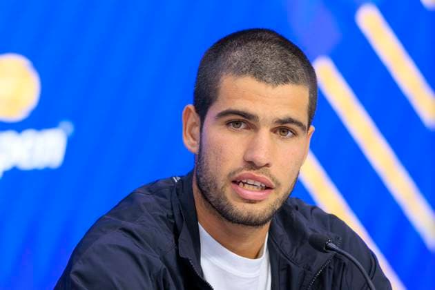 September 5, 2025, Flushing Meadows, New York, USA: Carlos Alcaraz attends a press conference, PK, Pressekonferenz after winning his match against Novak Djokovic on Day 13 of the 2025 US Open at USTA Billie Jean King National Tennis Center on Friday September 5, 2025 in the Flushing neighborhood of the Queens borough of New York City. JAVIER ROJAS PI Flushing Meadows USA - ZUMAp124 20250905_zaa_p124_077 Copyright: xJavierxRojasx