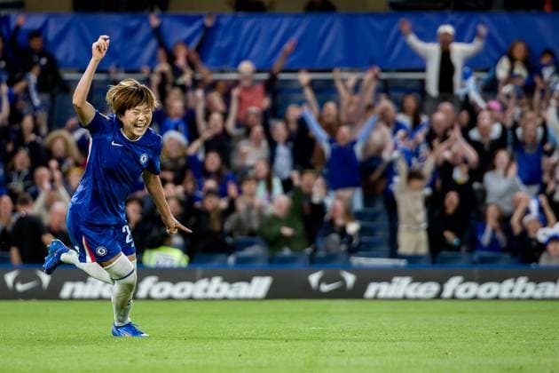 London, England, September 05 2025: Maika Hamano (23 Chelsea) celebrates goal during the Womens Super League game between Chelsea and Manchester City at Stamford Bridge in London, England. (Photo by Pedro Porru Sports Press Photo SPP) Copyright: xPedroxPorrux xSPPx Sportspressphoto_SPR20697