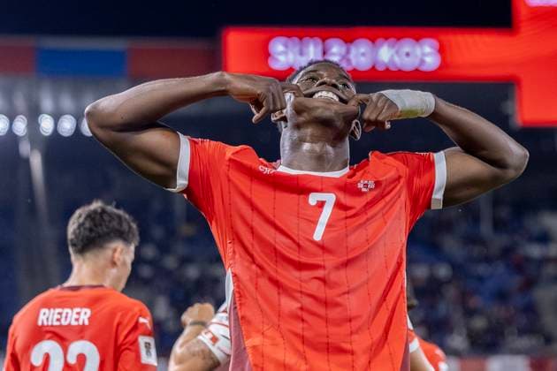 Basel, Switzerland, September 05st 2025: Goalscorer Breel Embolo (7 SUI) during the European Qualifiers match between Switzerland and Kosovo Group B at St. Jakob-Park in Basel, Switzerland. Philipp Kresnik (Philipp Kresnik SPP)  Copyright: xPhilippxKresnikx xSPPx spp-en-PhKrSp-_KRE1405-Verbessert-RR