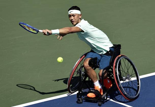 Tennis: U.S. Open Tokito Oda of Japan plays against Martin De La Puente of Spain in the men s wheelchair singles semifinals at the U.S. Open tennis tournament in New York on Sept. 5, 2025.  A14AA0004824788P