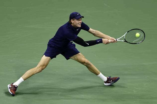 Tennis: U.S. Open Jannik Sinner of Italy plays against Felix Auger-Aliassime of Canada in the men s singles semifinals at the U.S. Open tennis tournament in New York on Sept. 5, 2025.  A14AA0004824754P