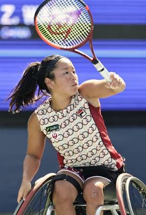 Tennis: U.S. Open Yui Kamiji of Japan plays against Wang Ziying of China in the women s wheelchair singles semifinals at the U.S. Open tennis tournament in New York on Sept. 5, 2025.  A14AA0004824829P