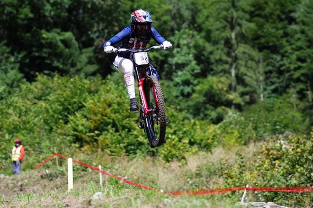 2025 UCI Mountain Bike World Championships Picture by Ed Sykes SWpix.com - 06 09 2025 - Cycling - 2025 UCI Mountain Bike World Championships - Downhill - ChampÃ ry, Valais, Switzerland - Women Junior Final - Aletha Ostgaard (United States) Copyright: x xSWpix.comx(t axPhotographyxHubxLtd)xEdxSykes SWpix.comx SWP-3030-2021