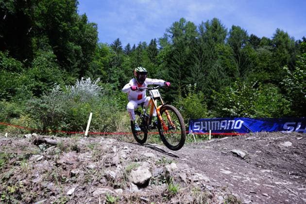 2025 UCI Mountain Bike World Championships Picture by Ed Sykes SWpix.com - 06 09 2025 - Cycling - 2025 UCI Mountain Bike World Championships - Downhill - ChampÃ ry, Valais, Switzerland - Men Junior Final - Igor Franek (Poland) Copyright: x xSWpix.comx(t axPhotographyxHubxLtd)xEdxSykes SWpix.comx SWP-3030-2032