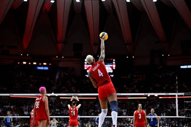 Turkiye v Japan - FIVB Women’s World Volleyball Championship BANGKOK, THAILAND - SEPTEMBER 06: Melissa Vargas (4) of Turkiye in action during the FIVB Women’s Volleyball World Championship, WM, Weltmeisterschaft semi-final match between Turkiye and Japan at Huamark Indoor Stadium in Bangkok, Thailand, on September 06, 2025. Mustafa Hatipoglu Anadolu Bangkok Thailand. Editorial use only. Please get in touch for any other usage.  Copyright: x2025xAnadoluxMustafaxHatipoglux