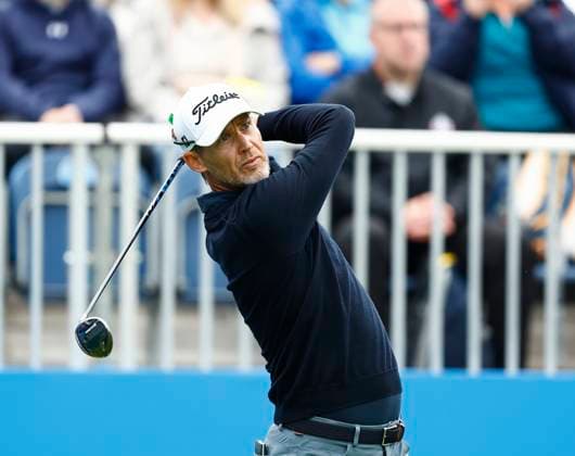 6th September 2025; The K Club, Straffan, County Kildare, Ireland: Amgen Irish Open Golf Third Round; Niklas Lemke of Sweden tees off on the 1st hole  PeterxFitzpatrick