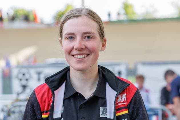 Olivia Schoppe GER portrait, single image, 05 09 2025, Erfurt Germany , Track cycling, Stand-up and Derny European Championships 2025 xprx